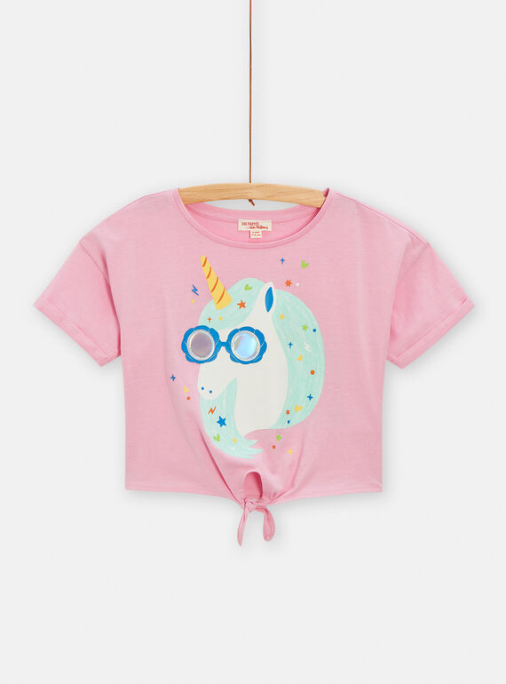 T-shirt rosa con motivo testa di unicorno bambina TARYTI3 / 24S901U3TMC318
