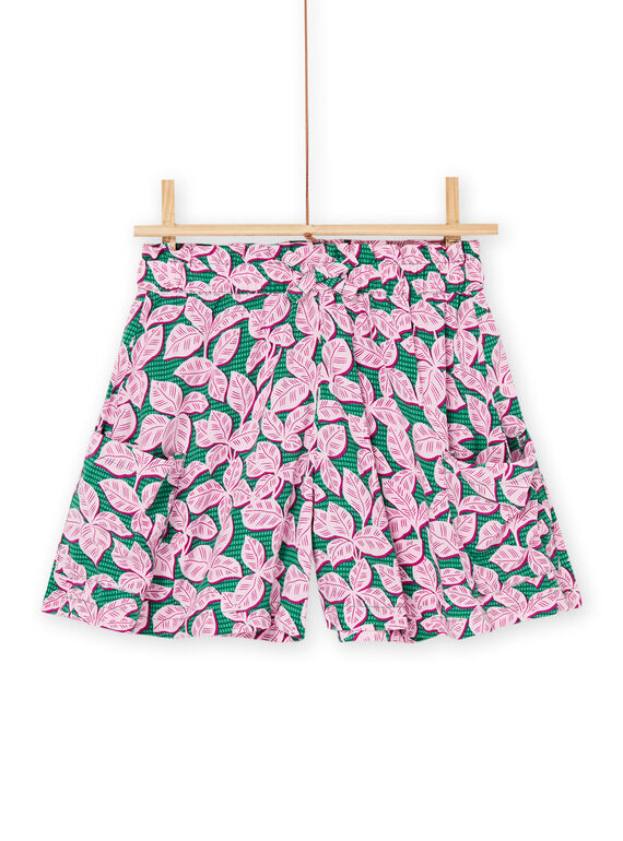 Shorts verdi e rosa stampa foglie RAEXOSHORT1 / 23S901V1SHOG614