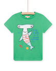 T-shirt verde con motivo squalo martello bambino NOJOTI7 / 22S902C3TMC617
