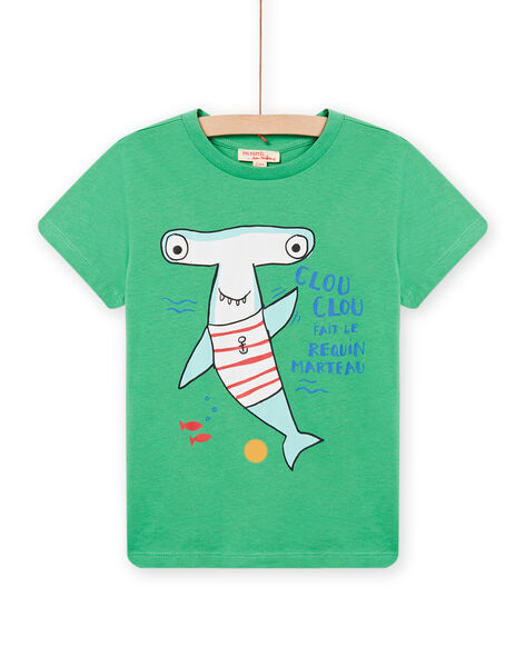 T-shirt verde con motivo squalo martello bambino NOJOTI7 / 22S902C3TMC617