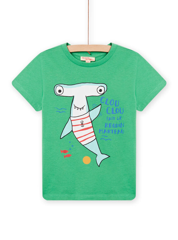 T-shirt verde con motivo squalo martello bambino NOJOTI7 / 22S902C3TMC617