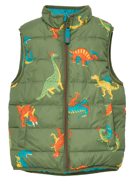 Piumino senza maniche double face bambino con stampa dinosauro JOGROBLOU2EX / 20S902I7BLO604