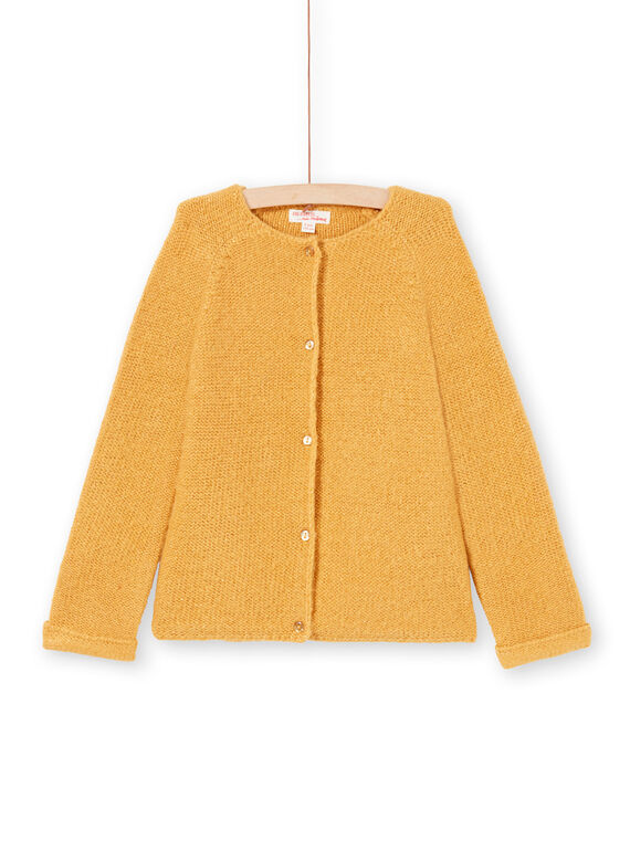 Cardigan a maniche lunghe tinta unita senape bambina MAJOCAR3 / 21W90116CARB106