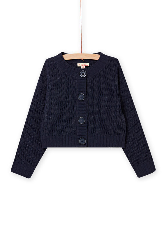 Cardigan in maglia blu notte bambina NAJOCAR2 / 22S90162CARC205