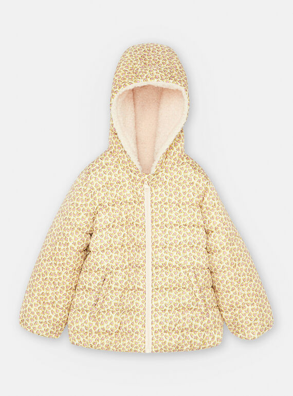 Piumino con cappuccio double face ecrù SABIDOUNE / 23W901C2D3E003