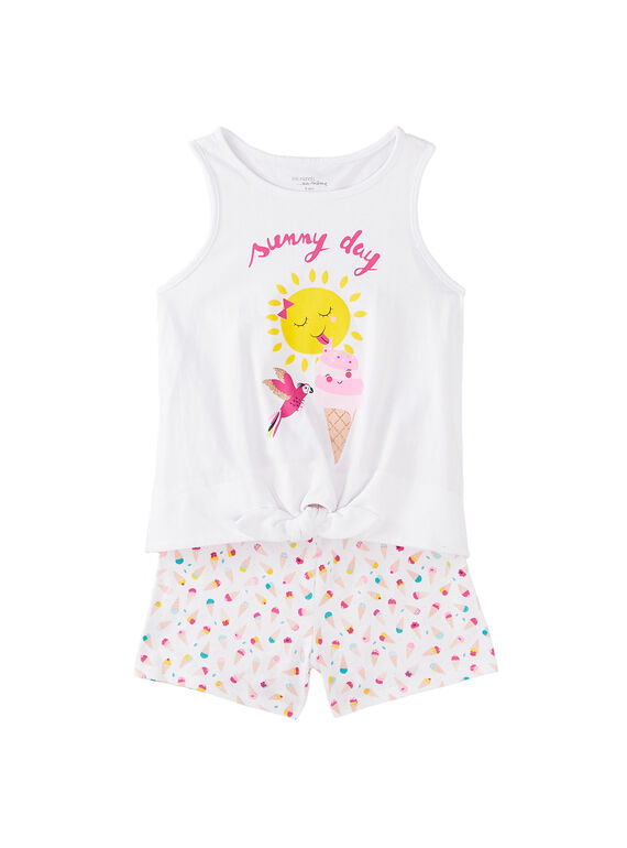 Pigiama corto bambina bianco con stampa gelato JEFAPYJ6 / 20SH11U7PYJ000