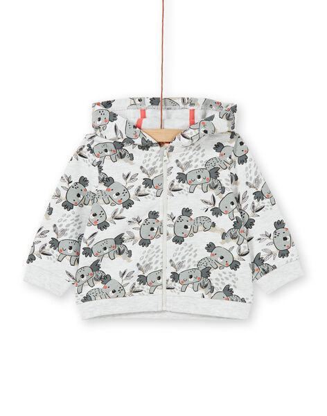 Felpa con cappuccio grigia ed ecrù con stampa koala neonato LUPOEGIL / 21SG10Y1GILA011