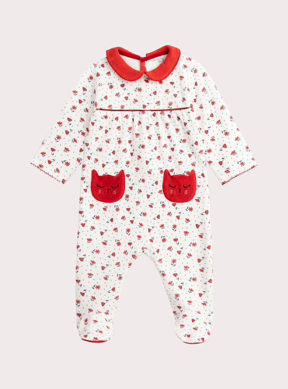 Tuta in velluto con stampa floreale per bambina  VEFIGRECHA / 24WH1373GRE001