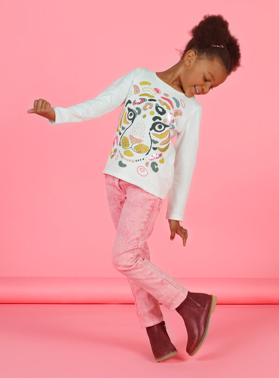 Jeans rosa effetto acide wash bambina MAKAJEAN / 21W901I1JEAD305