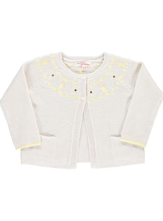 Baby girls' ecru cardigan CIPICAR1 / 18SG09I2CAR001