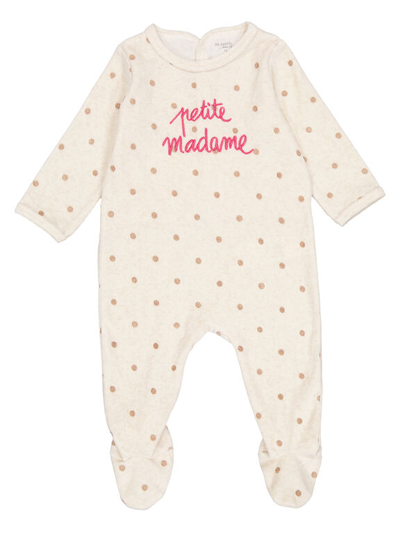 Tutina ecrù melange in velluto neonata GEFIGREANI / 19WH13N5GREA011