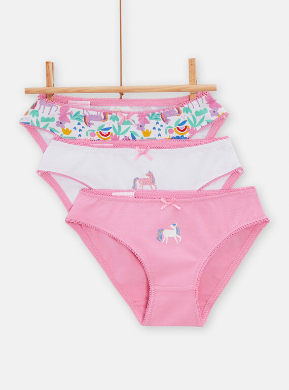 5 slip rosa con stampa e motivi unicorni bambina TEFALOTRAB / 24SH1164D5L318