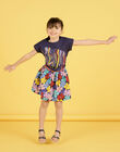 Gonna double face navy con stampa a fiori e uccello bambina NALUJUP1 / 22S901P1JUP070