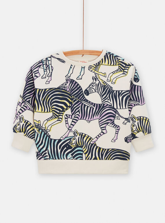 Felpa ecrù con stampa zebra unisex TOMIXSWE1 / 24S902Q3SWE003