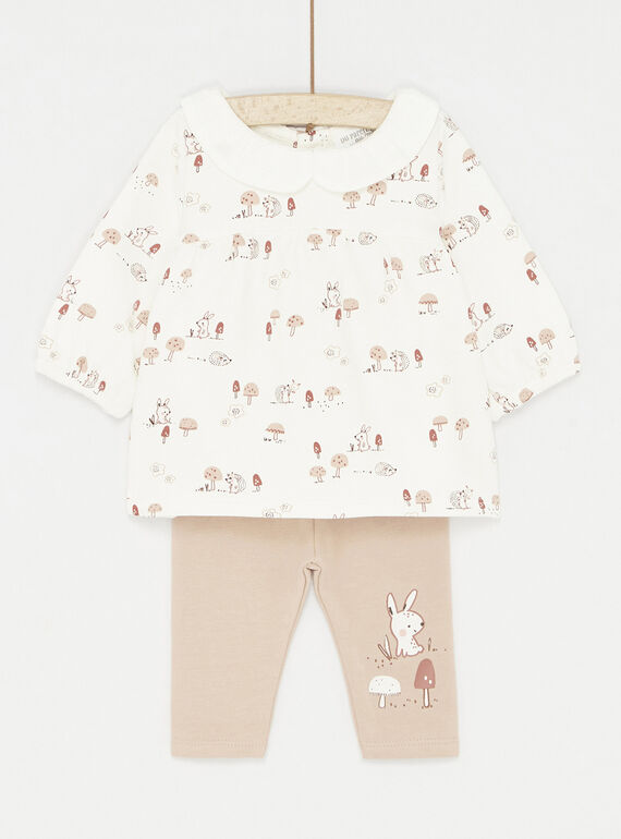 T-shirt e leggings panna e rosa vintage 