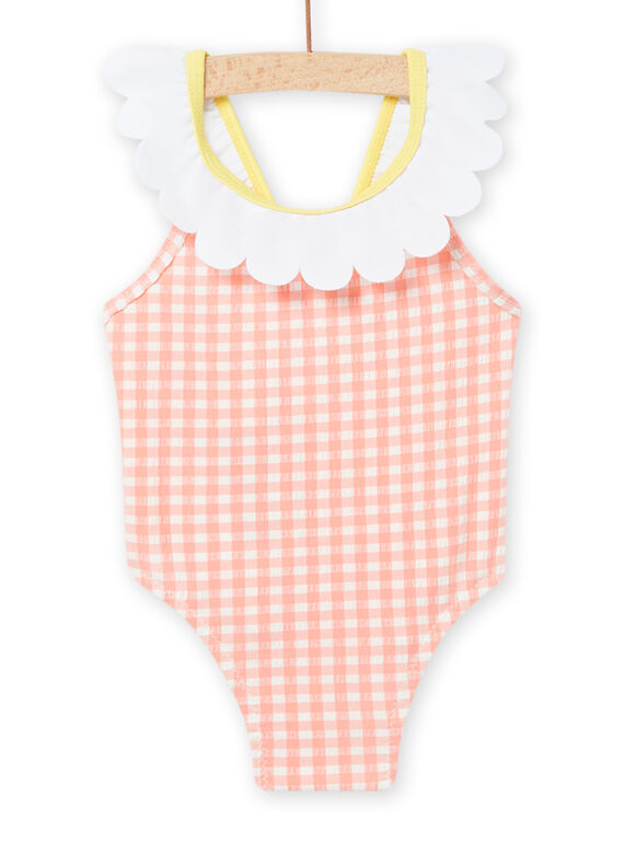 Costume intero corallo con stampa quadri neonata NYIMER1 / 22SI09L1MAI404