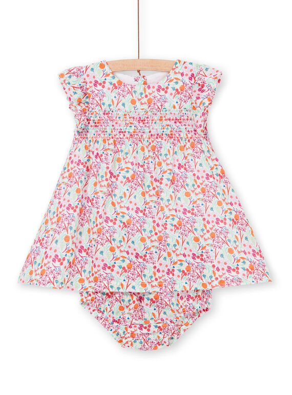 Abito e bloomer rosa e arancione stampa a fiori neonata LIVIROB2 / 21SG09U2ROB000