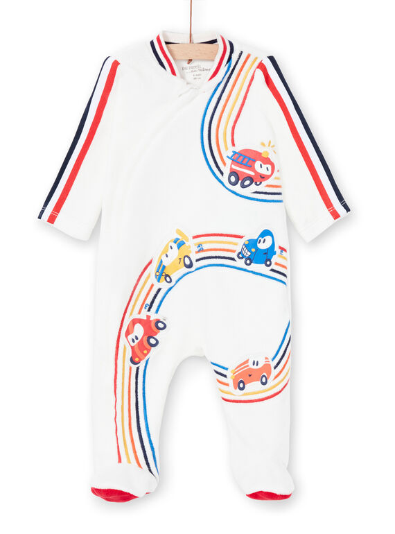 Tutina corredo bambino ecrù motivo circuito da corsa LEGAGREHA / 21SH1453GRE001