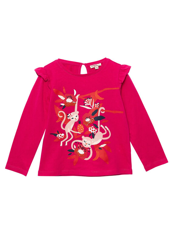 T-shirt rosa con stampa a fiori e scimmiette JAVITEE2 / 20S901D1TML406