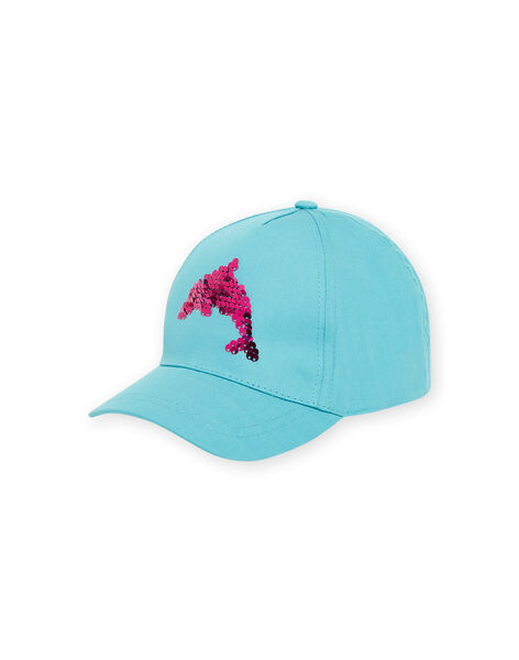 Cappellino blu con motivo delfino in paillettes bambina NYACAP3 / 22SI01C2CHA204