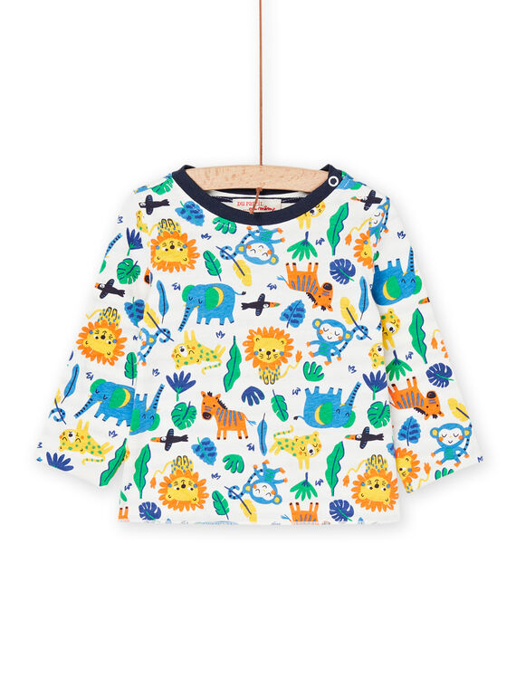 T-shirt multicolore double face con stampa animalier 