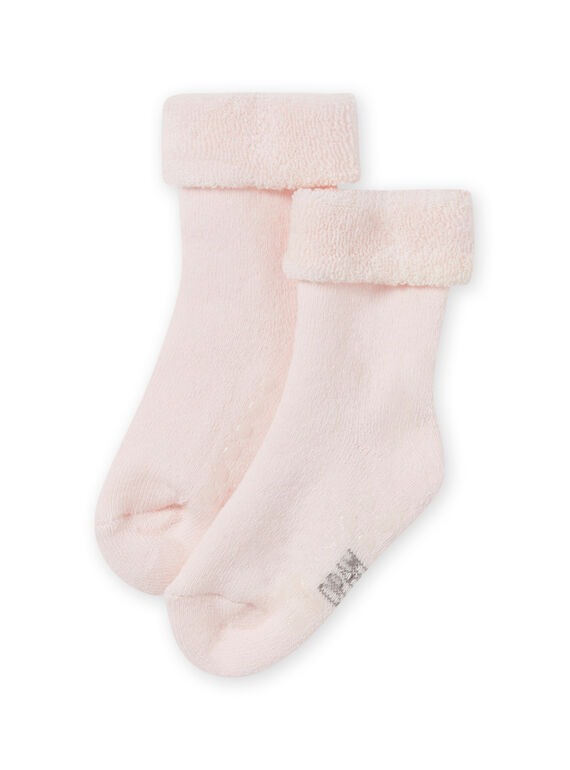Calze tinta unita rosa maglia bouclette neonata MYIESSOQB2 / 21WI09EASOQD310