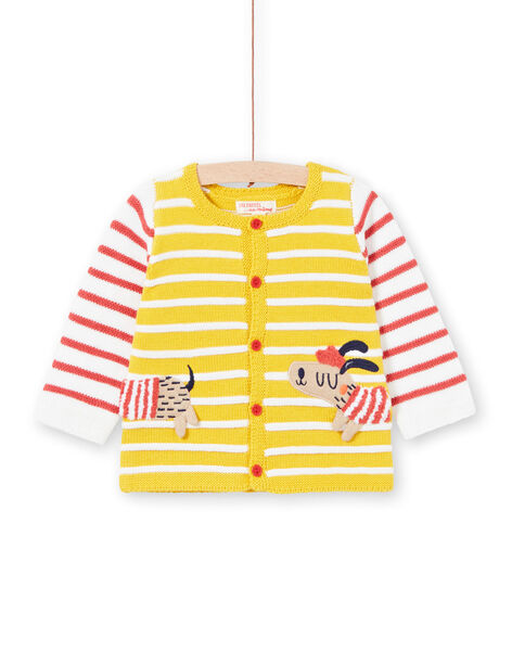 Cardigan a righe giallo neonato LUNOGIL / 21SG10L1GIL106