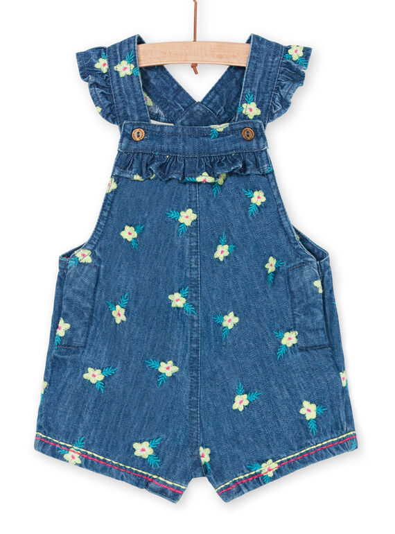 Salopette in jeans blu scuro con stampa a fiori neonata LIVERSAL / 21SG09Q1SALP274