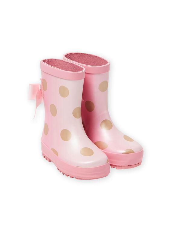 Stivali da pioggia rosa a pois dorati neonata MIPLUIPOIS / 21XK3712D0C321