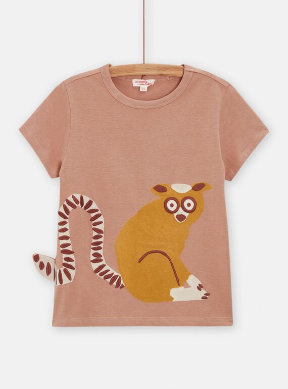 T-shirt rosa con stampa lemure bambino TOCRITI1 / 24S902L1TMC413