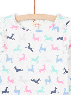 T-shirt ecrù e rosa stampa unicorno bambina MAPLATEE3 / 21W901O2TML001