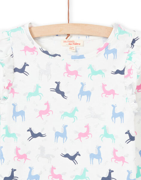 T-shirt ecrù e rosa stampa unicorno bambina MAPLATEE3 / 21W901O2TML001