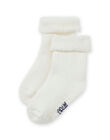 Calze tinta unita panna maglia bouclette neonata MYIESSOQB1 / 21WI09E5SOQA001