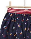 Gonna double face navy con stampa a fiori e uccello bambina NALUJUP1 / 22S901P1JUP070