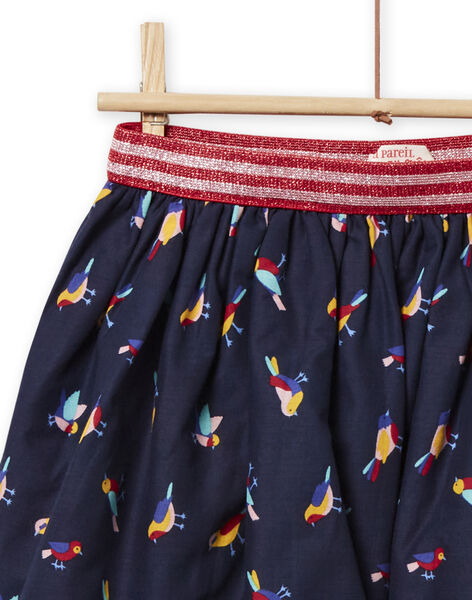 Gonna double face navy con stampa a fiori e uccello bambina NALUJUP1 / 22S901P1JUP070