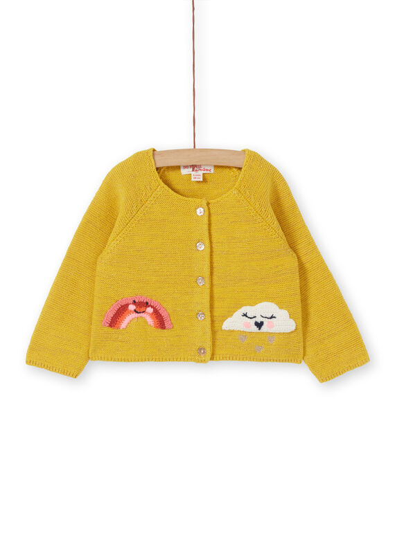 Cardigan in maglia gialla e lurex neonata LINAUCAR1 / 21SG09L2CAR106
