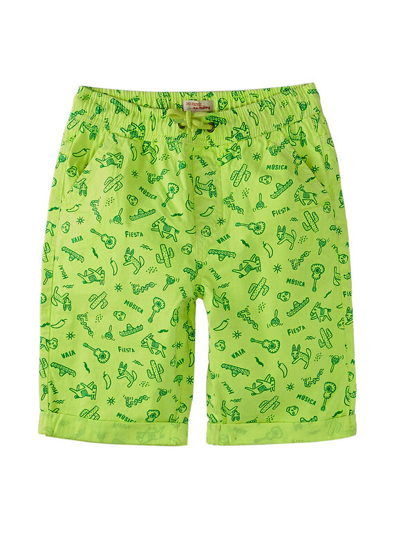 Bermuda elasticizzati bambino con stampa giallo fluo. JOMARBER3 / 20S902P1BER103