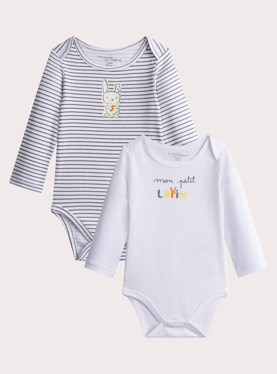 Lotto di 2 body a maniche lunghe con motivo coniglio per bambino VEGABODLAP / 24WH1484BDL000