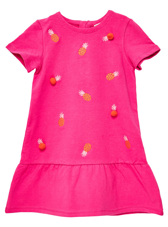Abito felpato rosa ricamato con piccole ananas JAVIROB2 / 20S901D2ROBF507