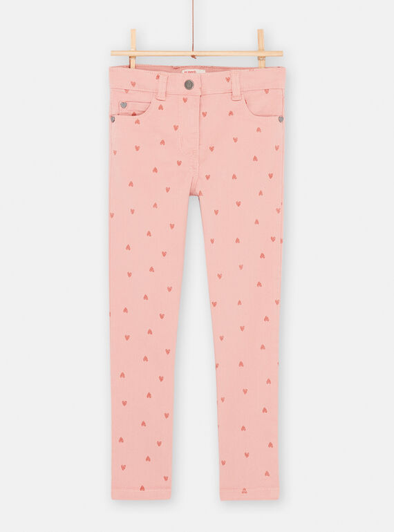 Jeans rosa tea con stampa cuore bambina SAJOPANT2 / 23W901G1PAND329