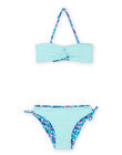 Top e slip bikini turchese con stampa a fiori RYABIK3 / 23SI01R4MAIC217