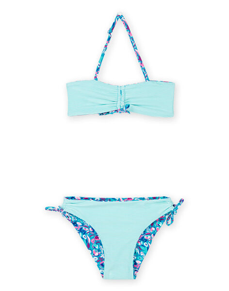 Top e slip bikini turchese con stampa a fiori RYABIK3 / 23SI01R4MAIC217