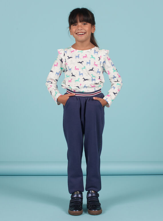 T-shirt ecrù e rosa stampa unicorno bambina MAPLATEE3 / 21W901O2TML001