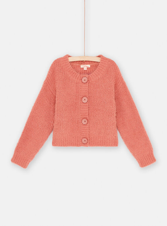 Cardigan terracotta con glitter bambina SAJOCAR3 / 23W901M5CARE415