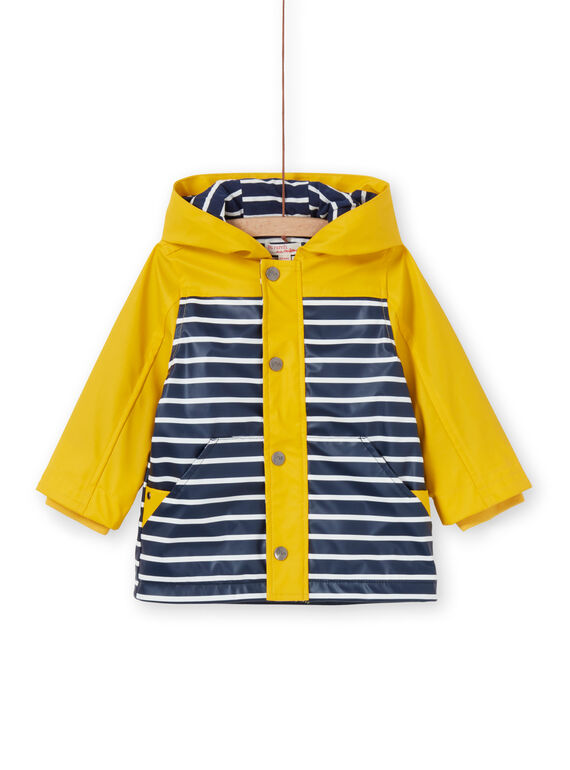 Impermeabile con cappuccio giallo e blu a righe neonato LUGROIMP / 21SG10R1IMP106
