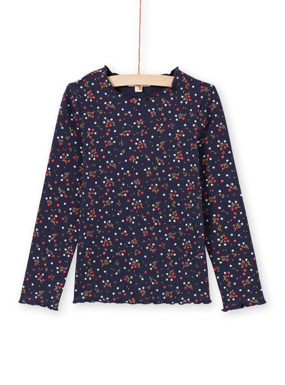 T-shirt navy stampa a fiori bambina MAJOUTEE6 / 21W90121TMLC205