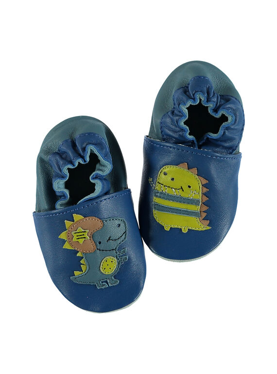 Babbucce pelle morbida blu neonato GNGDINO / 19WK38Z4D3SC218