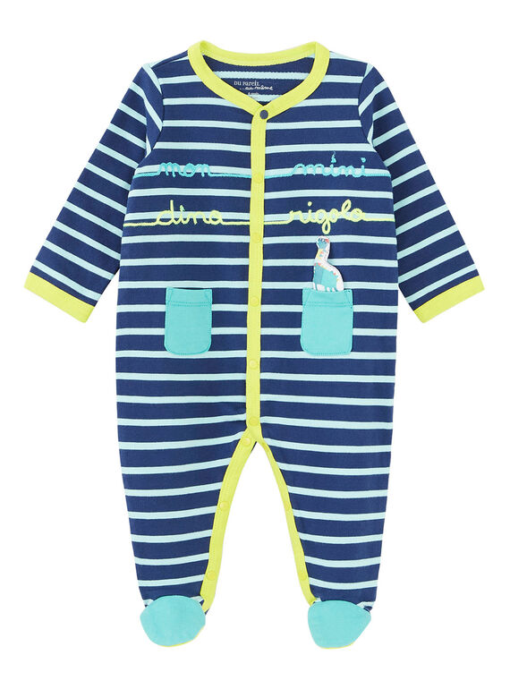 Tutina neonato felpata blu e turchese JEGAGREDIN / 20SH14U3GREC230