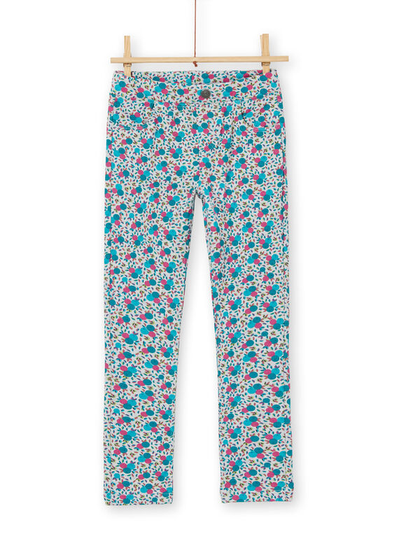 Jeggings grigi e rosa con stampa a fiori in tessuto felpato spazzolato bambina LAJOPANT2 / 21S90131D2B943