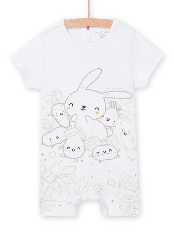 Tuta bianca con stampa fantasia nascita unisex NOU2COM1 / 22SF0551CBL000
